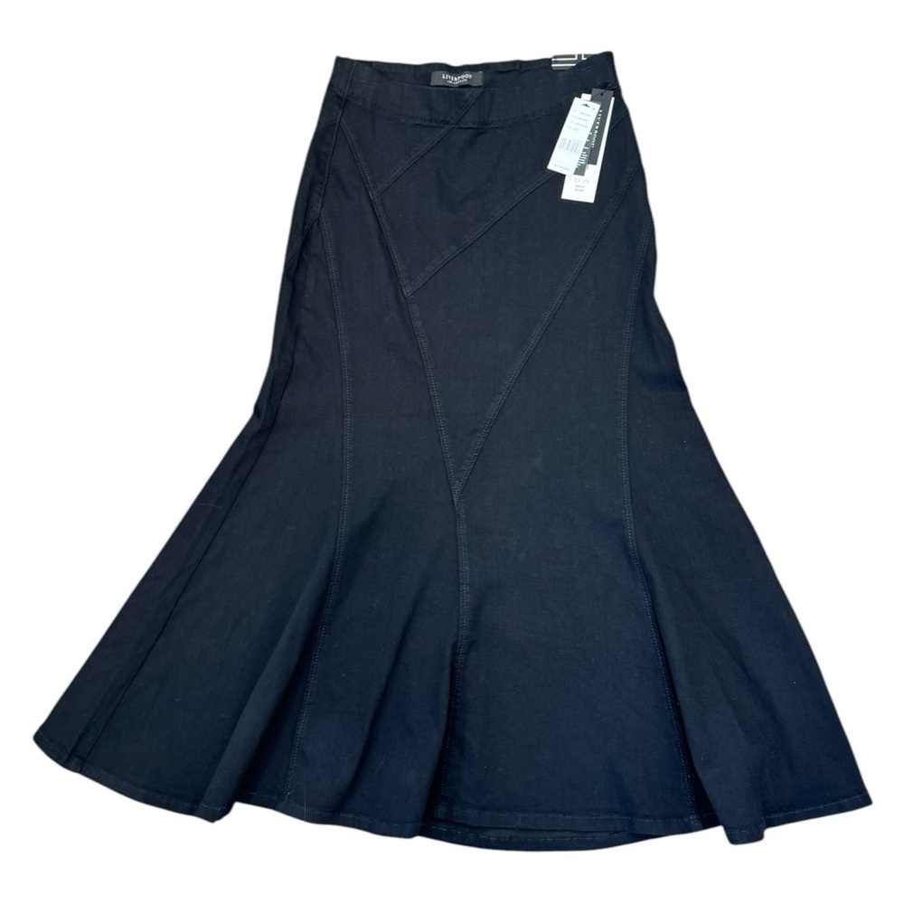 Liverpool Skirt Womens Size 6/28 EGO Black Maxi Pull On Denim Black Rinse